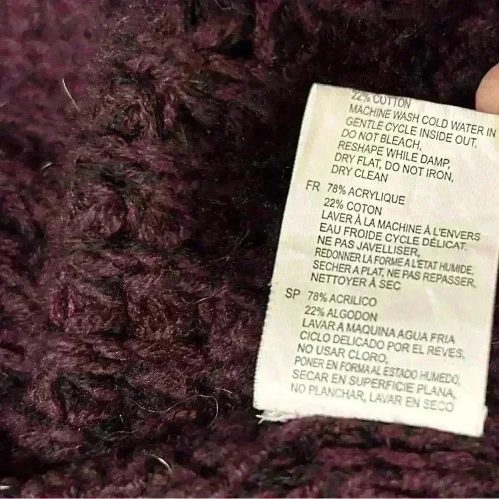 Stitch Fix RD Style Chunky Knit Open Cardigan Sweater Pockets Burgundy Size L